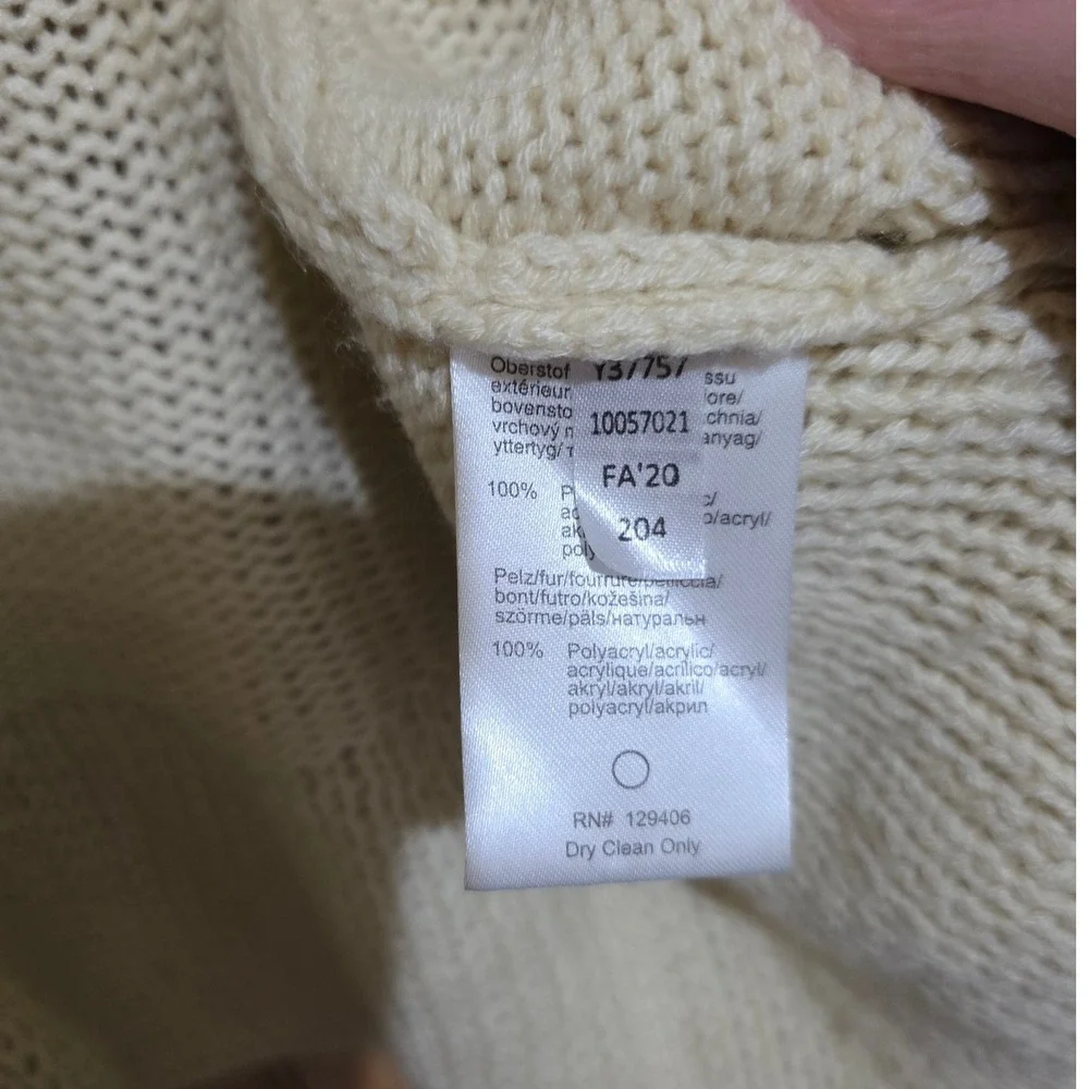 Venus Faux Fur Collar Cardigan Sweater Sz S Open Front Knit Cream Boho‎
